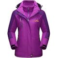 Winter Jackets Women Waterproof Fleece Jacket 3 in 1 Systems Climbing Skateboard Thick Soft Shell Coat Lady Casual Outdoor Sports Hoodie Purple, XL