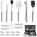 18 pcs Ustensiles Barbecue,Kit Barbecue en Acier Inoxydable, Outils Barbecue PortableMallette en