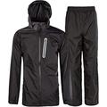 SwissWell Men's Rain Suit Hooded Raincoat Waterproof Jacket/Trouser Rainwear Snowcoat Ski Jacket/Pants Black 2XL