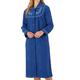 Slenderella Womens Button Up Dressing Gown Soft Boucle Fleece Embroidered Housecoat XL (Navy)