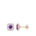 Belk & Co 0.8 Ct. T.w. Amethyst And 0.07 Ct. T.w. Diamond Floating Halo Square Stud Earrings In 10K Rose Gold