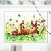 East Urban Home Happy Brown Dog w/ Flowers & Butterfly - Painting Print Canvas in Brown/Green | 12 H x 20 W x 1 D in | Wayfair