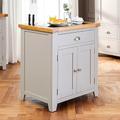 The Furniture Market Downton Grey Painted Small Kitchen Island Granite Butchers Block