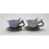 August Grove® Queenstown Dahlia Cup & Saucer Set Porcelain/Ceramic in Green/Indigo | 2.75 H in | Wayfair AGTG1309 41615125