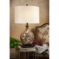 Rosdorf Park Hilldale 30" Brown/Gold Table Lamp Resin/Fabric in Brown/White/Yellow | 29.5 H x 12.5 W x 17.5 D in | Wayfair