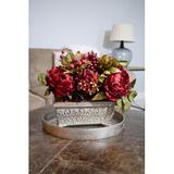 Astoria Grand Peony and Hydrangea Centerpiece in Planter Polyester/Faux Silk/Plastic/Fabric in Red | 18 H x 13 W x 13 D in | Wayfair