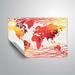 Wrought Studio™ Gillham Hot Wave Watercolorr World Map Removable Wall Decal Vinyl in Red/White/Yellow | 16 H x 24 W in | Wayfair