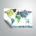 Wrought Studio™ Gillham Blue & Green Watercolorr World Map Removable Wall Decal Vinyl in White | 12 H x 18 W in | Wayfair