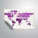 Ebern Designs Traer Purple Lines Watercolorr World Map Removable Wall Decal Metal in Indigo/White | 32 H x 48 W in | Wayfair