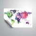 Wrought Studio™ Gillham Green & Purple Watercolorr World Map Removable Wall Decal Metal in Indigo/White | 32 H x 48 W in | Wayfair