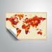 Dakota Fields Meehan Hot Red & Yellow Watercolorr World Map Removable Wall Decal Metal in Brown/Orange | 32 H x 48 W in | Wayfair