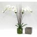 Primrue Artificial Double Phalaenopsis Orchid Floral & Leaves Arrangement in Gray | 25 H x 20 W x 8 D in | Wayfair BLMT7804 42976897
