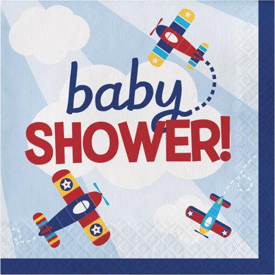 Creative Converting Toy Airplane Baby Shower 6.5"s Paper Disposable Napkins Paper in Blue | Wayfair DTC333645NAP
