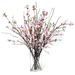 Gracie Oaks Cherry Blossoms Floral Arrangement in Vase in Pink/Blue | 35 H x 32 W x 22 D in | Wayfair ED60062C91F84A3ABCBA50A463ABF784