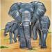 Continental Art Center 4" x 4" Ceramic Three Elephants Decorative Mural Tile Ceramic in Gray/Yellow | 4 H x 4 W x 0.5 D in | Wayfair SD156