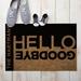 Ebern Designs Geraldton Hello Goodbye Personalized 27 in. x 18 in. Non-Slip Outdoor Door Mat Synthetics | Wayfair 3BE4292661BB4B919F918FDE446BC986