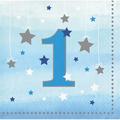 Creative Converting One Little Star 1st Birthday Beverage 5"s Paper Disposable Napkins in Blue | Wayfair DTC322233BNAP