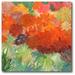 Courtside Market Coral Daisy Garden I Painting Print on Wrapped Canvas in Green/Red | 16 H x 16 W x 1.5 D in | Wayfair WEB-G&C123