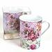 Darby Home Co Akira Gift Box Quilt Coffee Mug Porcelain/Ceramic in Brown/Green/Pink | 4 H in | Wayfair 782039E9E4F7442F92A96D1BD78637A9