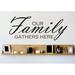 Design W/ Vinyl Our Family Gathers Here Wall Decal Vinyl in Black | 12 H x 30 W in | Wayfair OMGA192608