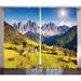 East Urban Home Scenery Village View w/ Lined Mountain Peaks & Meadow Northern European Alps Art Graphic Print | 90 H in | Wayfair