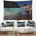 East Urban Home Polyester Bright Waters of Mountain Lake Tapestry w/ Hanging Accessories Included Metal in Black | 32 H x 39 W in | Wayfair