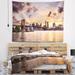 East Urban Home Polyester Cityscape New York City Skyline Under Dark Clouds Tapestry w/ Hanging Accessories Included Metal | 32 H x 39 W in | Wayfair