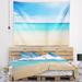 East Urban Home Polyester Seashore Bright Blue Tropical Beach Tapestry w/ Hanging Accessories Included Metal in Blue/Gray | 32 H x 39 W in | Wayfair