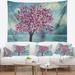 East Urban Home Polyester Floral Blooming Sakura Flowers Tapestry w/ Hanging Accessories Included Polyester in Gray | 78 H x 92 W in | Wayfair