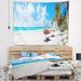 East Urban Home Polyester Bright Caribbean Beach Tapestry w/ Hanging Accessories Included Polyester in Blue/Gray | 50 H x 60 W in | Wayfair