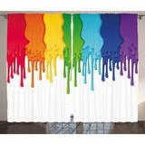 East Urban Home Rainbow Semi-Sheer Rod Pocket Curtain Panels Polyester in Brown | 84 H in | Wayfair ESTN1800 40422355