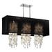 Everly Quinn Salerna 3 - Light Kitchen Island Square/Rectangle Pendant w/ Crystal Accents Fabric in Black | 20 H x 33 W x 8.5 D in | Wayfair