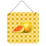 Fleur De Lis Living Guava Sliced & Whole on Basketweave Metal Wall Décor Metal in Gray/Yellow | 8 H x 6 W in | Wayfair FDLL3512 39989347