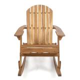 Rosecliff Heights Crossen Solid Wood Rocking Adirondack Chair Wood in Brown | 39.5 H x 30.5 W x 38.25 D in | Wayfair