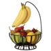 Gourmet Basics by Mikasa Band & Stripe Metal Fruit Basket w/ Banana Hook, Antique Black Iron in Black/Gray | 14.5 H in | Wayfair 5164228