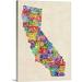 Ebern Designs Francy 'California Typography Text Map' by Michael Tompsett - Textual Art Print in White | 48 H x 36 W x 1.5 D in | Wayfair