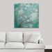 Bungalow Rose 'White Cherry Blossoms I on Blue Aged No Bird' Danhui Nai Painting Print in Green/Red | 8 H x 8 W x 1.5 D in | Wayfair