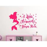 Harriet Bee A Little Mermaid Sleeps Here Wall Decal Vinyl/Plastic in Black/Blue/Brown | 22 H x 32 W x 0.1 D in | Wayfair HRBE1692 45098059