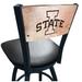 Holland Bar Stool NCAA Swivel Bar Stool Upholstered/Metal in Black | 39 H x 18.5 W x 17 D in | Wayfair L03825BWMedMplAIowaStBlkVinyl