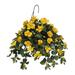 House of Hampton® Faux Hibiscus Trailing Hanging Flowering Plant in Planter Metal | 28 H x 22 W x 22 D in | Wayfair