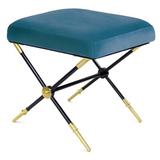 Jonathan Adler Rider X-Bench Upholstered/Leather/Genuine Leather in Blue | 17 H x 18 W x 16 D in | Wayfair 27711