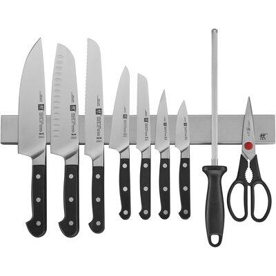ZWILLING J.A. Henckels Zwilling Pro 16-piece Knife Set w/ 17.5-inch Stainless Magnetic Knife Bar High Carbon in Black/Gray | 17.5 W in | Wayfair