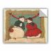 The Holiday Aisle® Anne Tavoletti Seasonal Snowman Wall Decal Canvas/Fabric in Blue/Brown/Red | 18 H x 24 W in | Wayfair