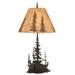 Loon Peak® Glenlee Elk & Feather Tree 33" Table Lamp Metal in Brown | 33 H x 18 W x 13 D in | Wayfair LOPK5053 42387488