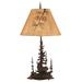 Loon Peak® Gonzalez Deer & Feather Tree 33" Table Lamp Metal in Brown | 33 H x 18 W x 13 D in | Wayfair LOPK5088 42387523