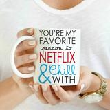 Love You A Latte Shop 'You're My Favorite Person to Netflix & Chill with' Coffee Mug Ceramic in Brown/White | 4.5 H in | Wayfair 537