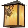 Meyda Lighting Seneca Winter Pine Outdoor Wall Lantern Glass/Metal in Black/Brown | 16 H x 12 W x 7.5 D in | Wayfair 154452