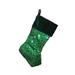 Northlight Seasonal 19" Shiny Metallic Sequined Christmas Stocking w/ Velveteen Cuff Polyester in Green | 20 H x 8.5 W in | Wayfair N64669