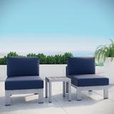 Ivy Bronx Shore Aluminum Outdoor Sectional Sofa Set of 3 Metal in Blue/Black | 23.5 H x 65.5 W x 27.5 D in | Wayfair ORNE3695 41988504