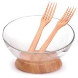 Origin 4 Piece Salad Bowl Set Wood/Glass in Brown | 6.75 H x 11.85 W x 11.85 D in | Wayfair ORIG-1139